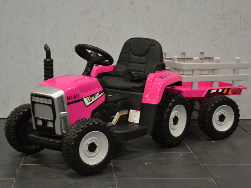 Tractor met aanhanger Kinderspeelgoed 12V 2.4G RC Roze