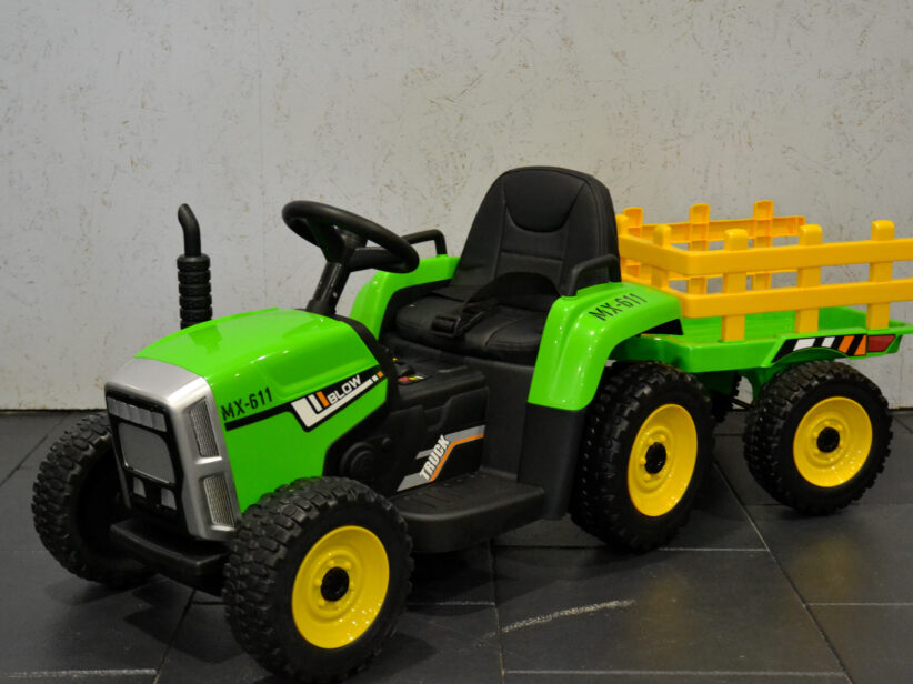 Tractor met aanhanger Kinderspeelgoed 12V 2.4G RC Groen